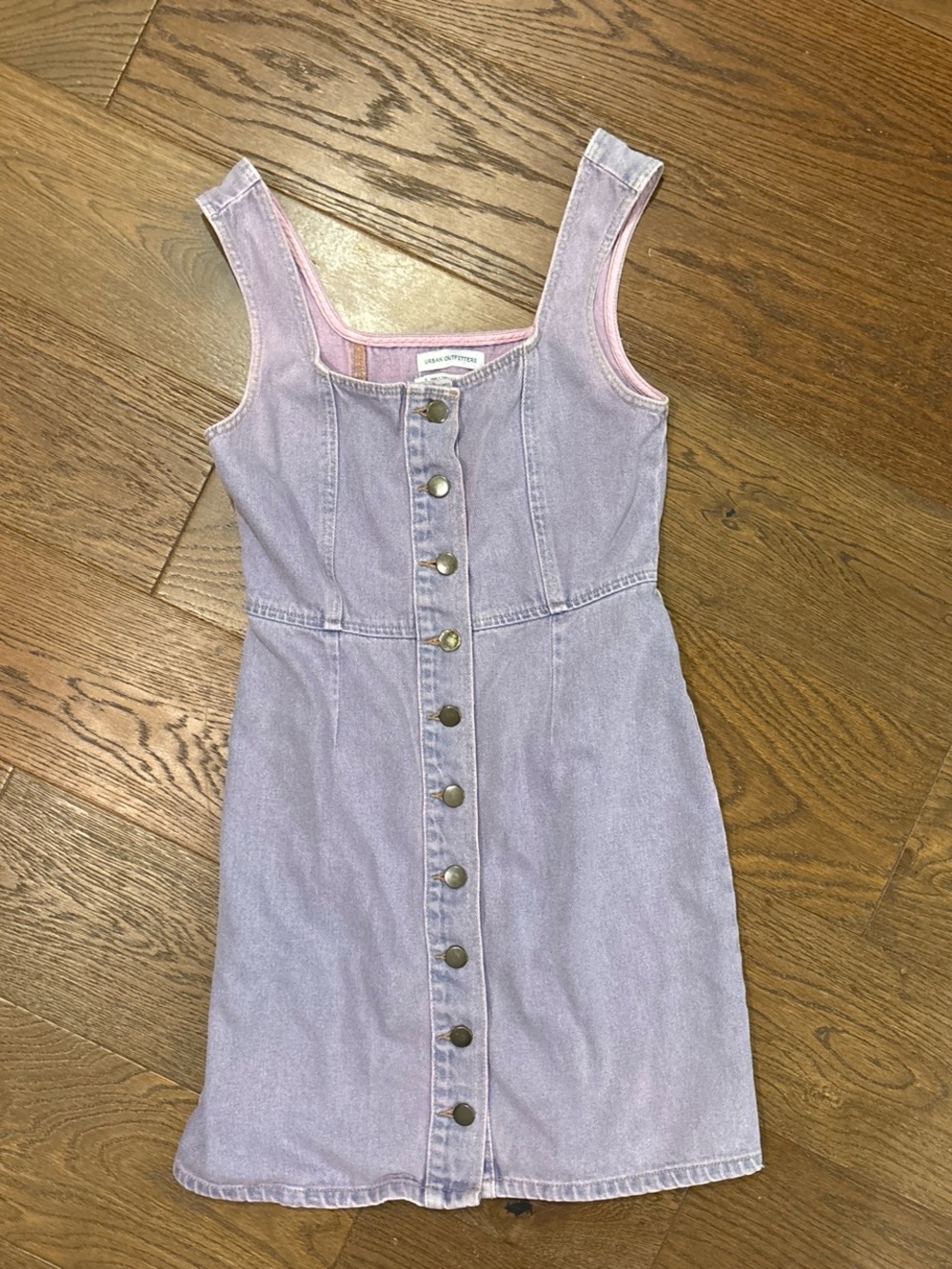 Urban Outfitters Pastel Lilac Denim Dress with Brass Button